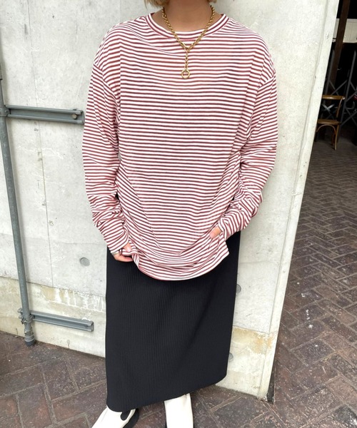 ＪＵＧＬＡＮＳ（ユグランス）の「☆ 【CHIGNON】シアーリブボーダーロンT　8222-091（Tシャツ/カットソー・レディース・レッド/ブラック・FREE）」の11枚目の写真