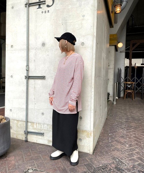 ＪＵＧＬＡＮＳ（ユグランス）の「☆ 【CHIGNON】シアーリブボーダーロンT　8222-091（Tシャツ/カットソー・レディース・レッド/ブラック・FREE）」の8枚目の写真