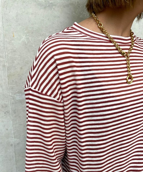 ＪＵＧＬＡＮＳ（ユグランス）の「☆ 【CHIGNON】シアーリブボーダーロンT　8222-091（Tシャツ/カットソー・レディース・レッド/ブラック・FREE）」の7枚目の写真