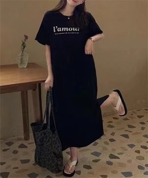 サイドスリット Tシャツワンピース