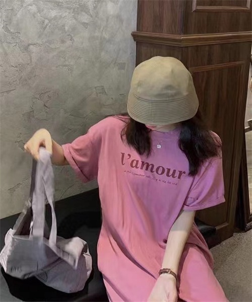 Dream garden(ドリームガーデン)の「サイドスリット Tシャツワンピース(ワンピース・レディース・ブラック/ピンク・M/L/2XL/XL)」の14枚目の写真