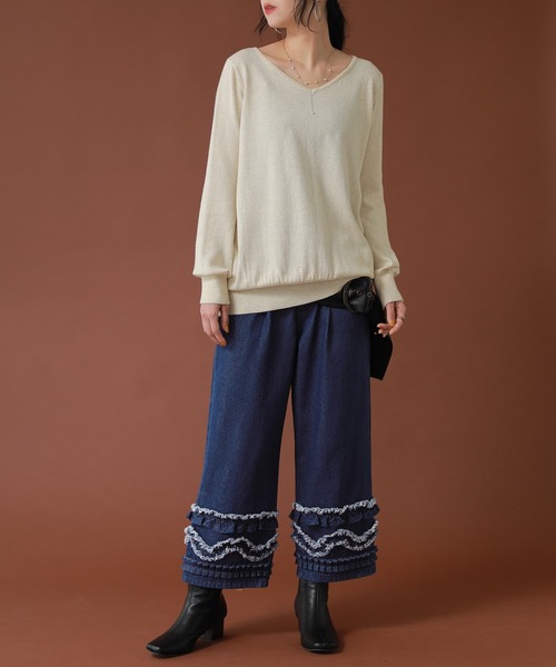 somari imagination（ソマリ イマジネーション）の「『フリルデザインクロップドデニムパンツ』（デニムパンツ・レディース・インディゴブルー・2/1）」の15枚目の写真