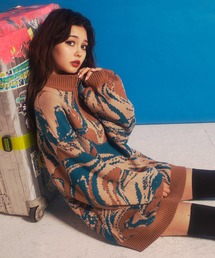 SPIRALGIRL | マーブル柄ジャガードハーフZIPニット(ニット/セーター)