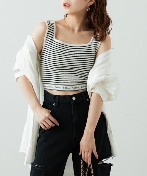 Chico（チコ）の「ショート丈裾ロゴニットタンク（タンクトップ）」 - WEAR