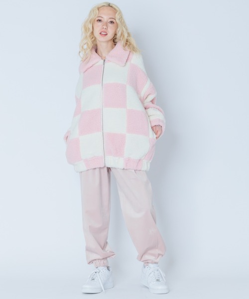 Candy Stripper（キャンディストリッパー）の「CHECKERED BOA ジャケット（その他アウター・レディース・ブラック/ブルー/グリーン/ピンク・2）」の5枚目の写真