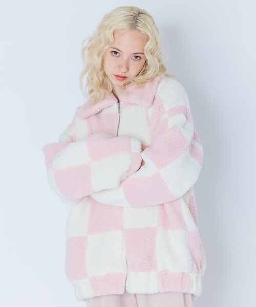 Candy Stripper（キャンディストリッパー）の「CHECKERED BOA ジャケット（その他アウター・レディース・ブラック/ブルー/グリーン/ピンク・2）」の10枚目の写真