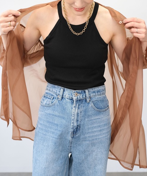 ＡＮＤＪ（アンドジェイ）の「カップ付きアメスリホルダータンク（タンクトップ・レディース・モカ/ベージュ系その他/ブラック/グリーン・M）」の2枚目の写真