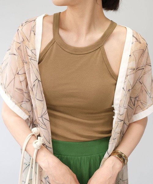 ＡＮＤＪ（アンドジェイ）の「カップ付きアメスリホルダータンク（タンクトップ・レディース・モカ/ベージュ系その他/ブラック/グリーン・M）」の3枚目の写真