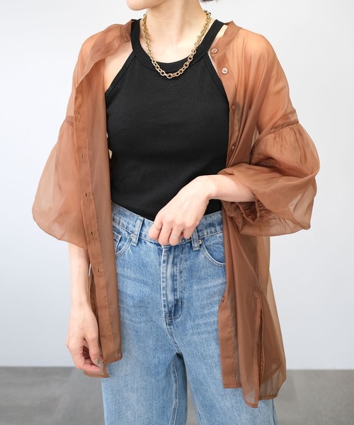 ＡＮＤＪ（アンドジェイ）の「カップ付きアメスリホルダータンク（タンクトップ・レディース・モカ/ベージュ系その他/ブラック/グリーン・M）」の6枚目の写真