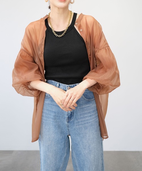 ＡＮＤＪ（アンドジェイ）の「カップ付きアメスリホルダータンク（タンクトップ・レディース・モカ/ベージュ系その他/ブラック/グリーン・M）」の8枚目の写真