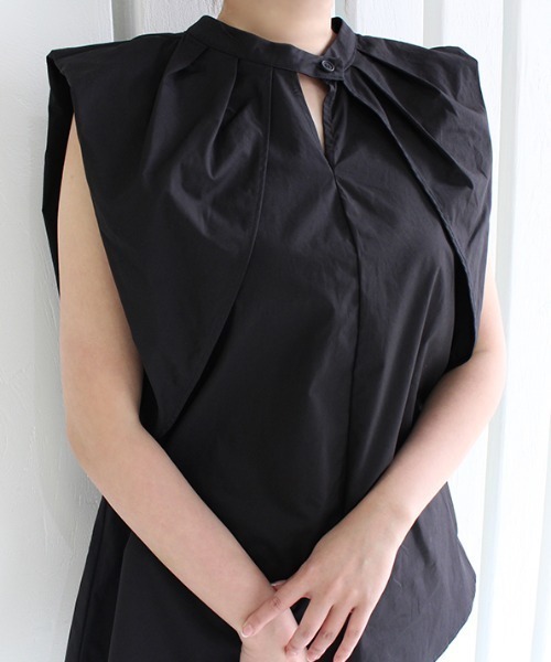 MODE ROBE（モードローブ）の「2WAYタックスリーブノースリーブブラウス（Tシャツ/カットソー・レディース・ホワイト/ブラック/パープル・FREE）」の3枚目の写真