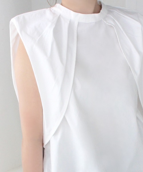 MODE ROBE（モードローブ）の「2WAYタックスリーブノースリーブブラウス（Tシャツ/カットソー・レディース・ホワイト/ブラック/パープル・FREE）」の22枚目の写真