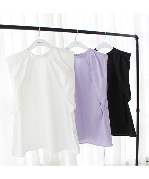 MODE ROBE（モードローブ）の「2WAYタックスリーブノースリーブブラウス（Tシャツ/カットソー・レディース・ホワイト/ブラック/パープル・FREE）」の19枚目の写真