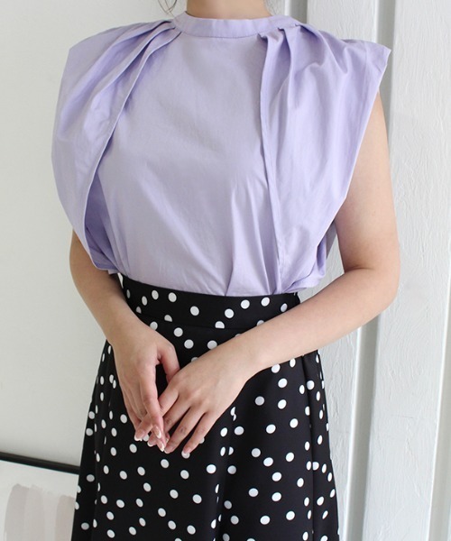 MODE ROBE（モードローブ）の「2WAYタックスリーブノースリーブブラウス（Tシャツ/カットソー・レディース・ホワイト/ブラック/パープル・FREE）」の12枚目の写真