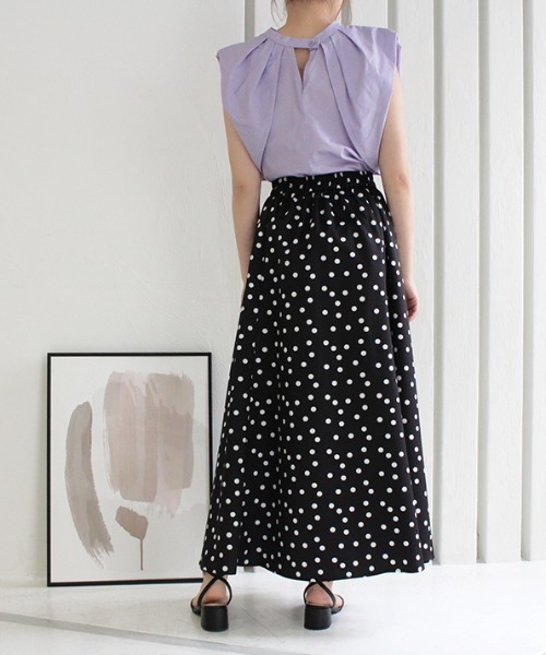 MODE ROBE（モードローブ）の「2WAYタックスリーブノースリーブブラウス（Tシャツ/カットソー・レディース・ホワイト/ブラック/パープル・FREE）」の7枚目の写真