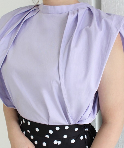 MODE ROBE（モードローブ）の「2WAYタックスリーブノースリーブブラウス（Tシャツ/カットソー・レディース・ホワイト/ブラック/パープル・FREE）」の17枚目の写真