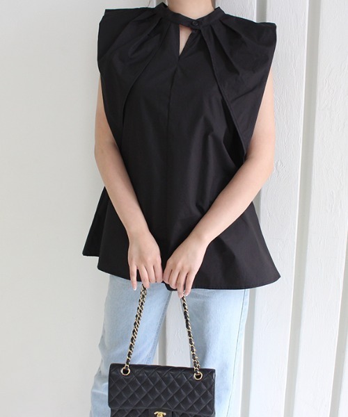 MODE ROBE（モードローブ）の「2WAYタックスリーブノースリーブブラウス（Tシャツ/カットソー・レディース・ホワイト/ブラック/パープル・FREE）」の13枚目の写真