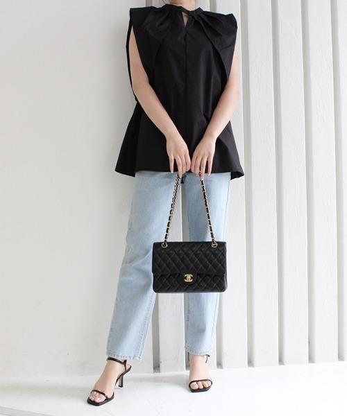 MODE ROBE（モードローブ）の「2WAYタックスリーブノースリーブブラウス（Tシャツ/カットソー・レディース・ホワイト/ブラック/パープル・FREE）」の14枚目の写真