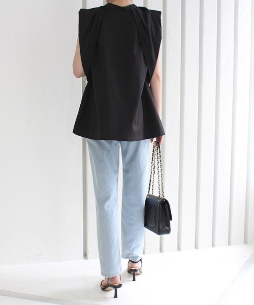 MODE ROBE（モードローブ）の「2WAYタックスリーブノースリーブブラウス（Tシャツ/カットソー・レディース・ホワイト/ブラック/パープル・FREE）」の18枚目の写真