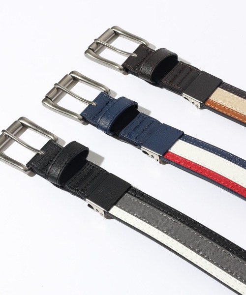 OUTDOOR PRODUCTS(アウトドアプロダクツ)の「【OUTDOOR PRODUCTS/アウトドアプロダクツ】フェイクレザー 3本ライン トリコロール ストレッチ ベルト(ベルト・メンズ・ブラック/ネイビー/ブラウン・FREE)」の15枚目の写真