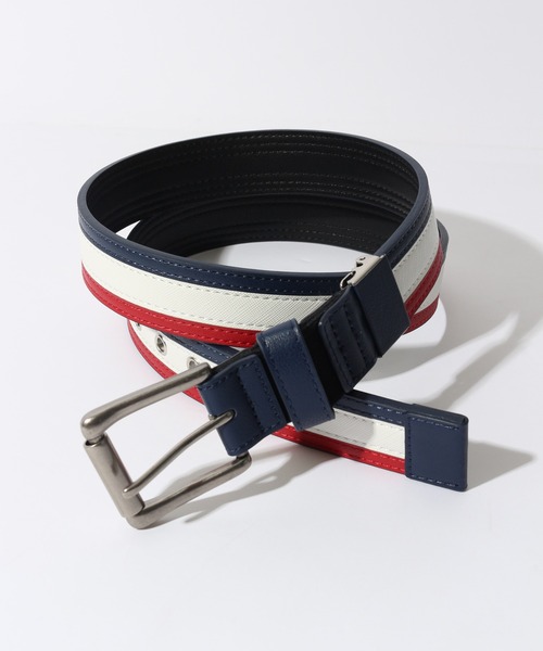 OUTDOOR PRODUCTS(アウトドアプロダクツ)の「【OUTDOOR PRODUCTS/アウトドアプロダクツ】フェイクレザー 3本ライン トリコロール ストレッチ ベルト(ベルト・メンズ・ブラック/ネイビー/ブラウン・FREE)」の9枚目の写真