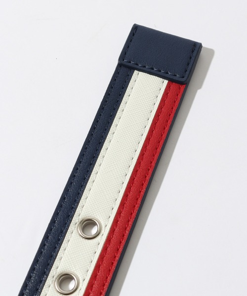 OUTDOOR PRODUCTS(アウトドアプロダクツ)の「【OUTDOOR PRODUCTS/アウトドアプロダクツ】フェイクレザー 3本ライン トリコロール ストレッチ ベルト(ベルト・メンズ・ブラック/ネイビー/ブラウン・FREE)」の11枚目の写真