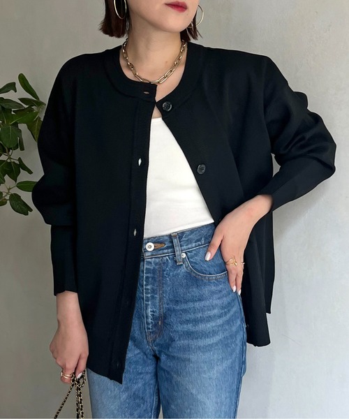 prose verse（プロズヴェール）の「前後2wayスポンジニットカーデ（カーディガン/ボレロ・レディース・ブラック/アイボリー/ピンク/グリーン/マスタード・MEDIUM）」の2枚目の写真