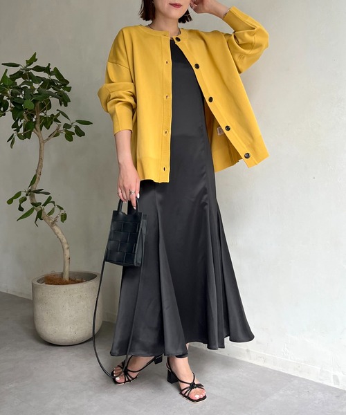 prose verse（プロズヴェール）の「前後2wayスポンジニットカーデ（カーディガン/ボレロ・レディース・ブラック/アイボリー/ピンク/グリーン/マスタード・MEDIUM）」の15枚目の写真