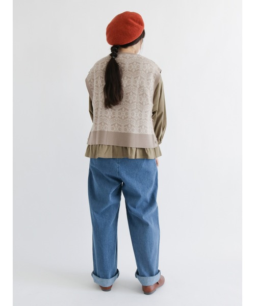 Samansa Mos2（サマンサ モスモス）の「【ETHICAL CRAFTS】オーガニックコットン混タックパンツ（その他パンツ・レディース・ネイビー/ブルー・ﾌﾘ-）」の9枚目の写真