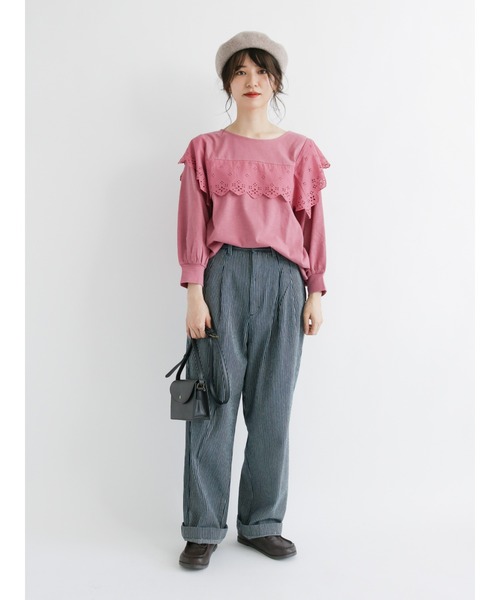 Samansa Mos2（サマンサ モスモス）の「【ETHICAL CRAFTS】オーガニックコットン混タックパンツ（その他パンツ・レディース・ネイビー/ブルー・ﾌﾘ-）」の14枚目の写真