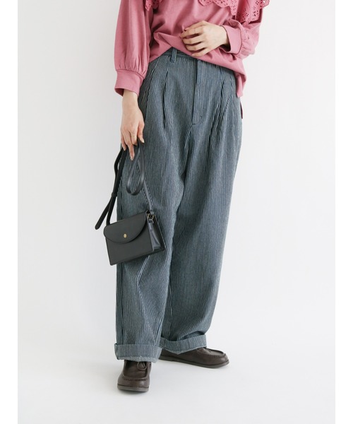 Samansa Mos2（サマンサ モスモス）の「【ETHICAL CRAFTS】オーガニックコットン混タックパンツ（その他パンツ・レディース・ネイビー/ブルー・ﾌﾘ-）」の18枚目の写真