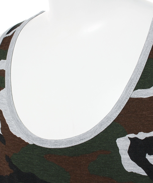 WEGO（ウィゴー）の「WEGO/カモフララウンドロングタンクトップ（タンクトップ・メンズ・グレー/カーキ・MEDIUM/LARGE）」の5枚目の写真