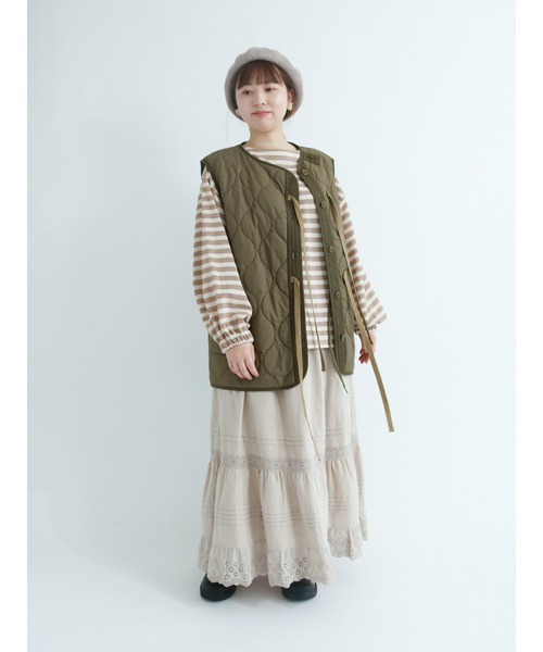 Samansa Mos2（サマンサ モスモス）の「スカラップティアードスカート（スカート・レディース・ブラック/レッド/グリーン/キナリ・ﾌﾘ-）」の13枚目の写真