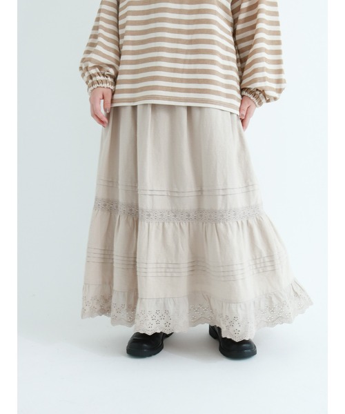 Samansa Mos2（サマンサ モスモス）の「スカラップティアードスカート（スカート・レディース・ブラック/レッド/グリーン/キナリ・ﾌﾘ-）」の14枚目の写真