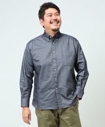 【禁止】ナチュラルストレッチ オックス ボタンダウン 長袖シャツ