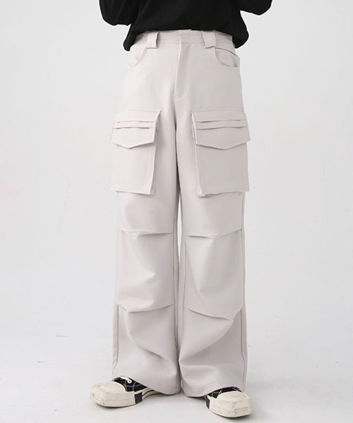 WESTBOY（ウエストボーイ）の「ワイドストレートミリタリーカーゴパンツWO22W2PT05【WB ORIGINALS】（カーゴパンツ・メンズ・ブラック/ホワイト・XL/M/L）」の2枚目の写真