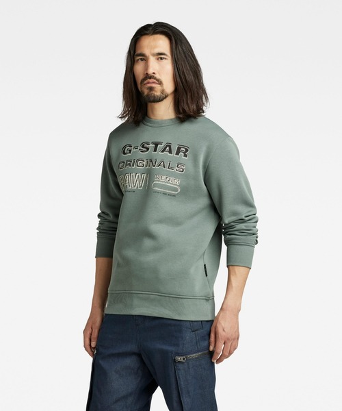 G-STAR（ジースター）の「ORIGINALS STAMP SWEATER/オリジナルブランドロゴスウェット/トレーナー（スウェット・メンズ・ダークブラック/グリーン系その他/ワインレッド・MEDIUM/X-LARGE/SMALL/LARGE/X-SMALL）」の4枚目の写真