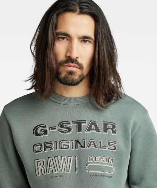 G-STAR（ジースター）の「ORIGINALS STAMP SWEATER/オリジナルブランドロゴスウェット/トレーナー（スウェット・メンズ・ダークブラック/グリーン系その他/ワインレッド・MEDIUM/X-LARGE/SMALL/LARGE/X-SMALL）」の6枚目の写真