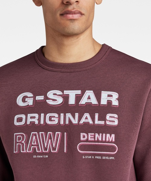 G-STAR(ジースター)の「ORIGINALS STAMP SWEATER/オリジナルブランドロゴスウェット/トレーナー(スウェット・メンズ・ダークブラック/グリーン系その他/ワインレッド・MEDIUM/X-LARGE/SMALL/LARGE/X-SMALL)」の7枚目の写真