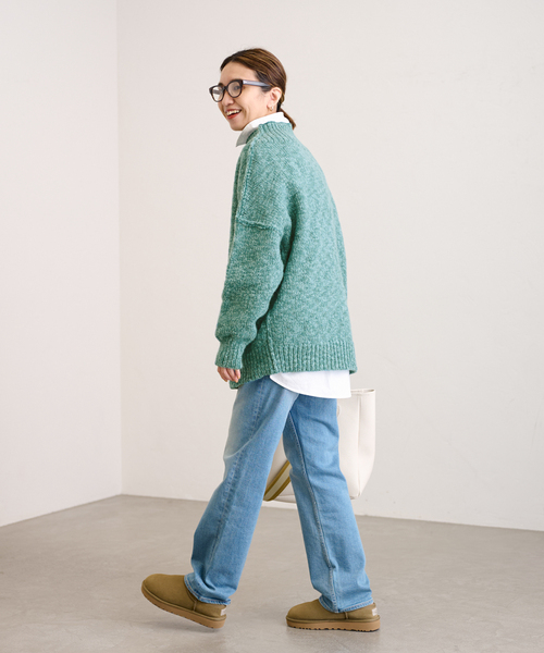 ミックスヤーンプルオーバーを使った人気ファッションコーディネート