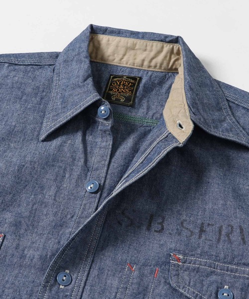 GYPSY&SONS（ジプシーアンドサンズ）の「SHAMBLAY LETTERD SHIRTS（シャツ/ブラウス・メンズ・ブルー・LARGE/MEDIUM）」の7枚目の写真