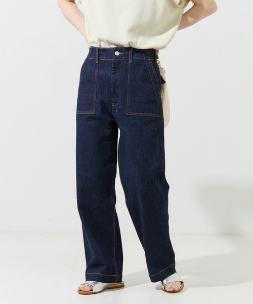 FREAK'S STORE（フリークスストア）の「デニムワイドベイカーパンツ（デニムパンツ・レディース・ネイビー/キナリ・マルチサイズ）」の16枚目の写真