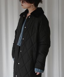 Ezick | Fauxfur collar キルトロングコート(その他アウター)