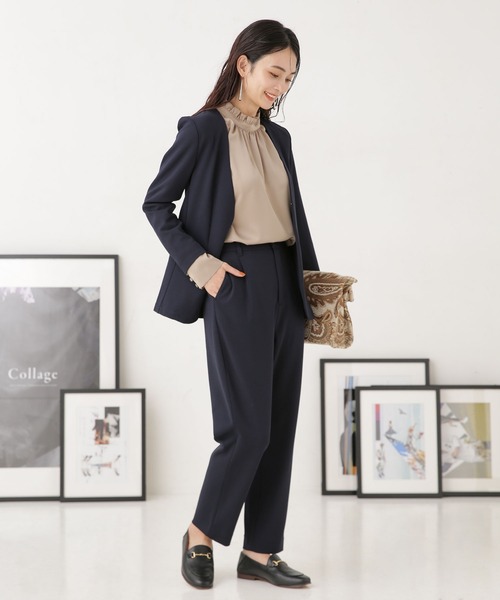 NANO universe（ナノユニバース）の「LB.04/ノーカラージャケット&パンツ セットアップ（セットアップ・レディース・ブラック/ネイビー/モカ・FREE）」の10枚目の写真