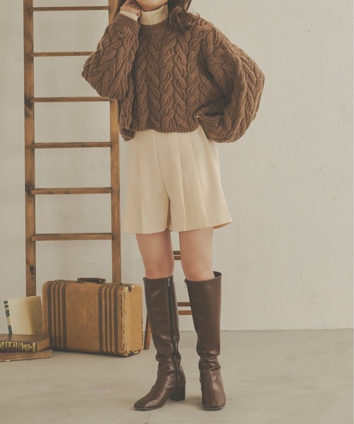 Ambre Neige（アンブルネージュ）の「プリーツキュロットショートパンツ／WEB/EC限定商品（その他パンツ・レディース・ブラック/ダークブラウン/ベージュ/アイボリー・FREE）」の6枚目の写真