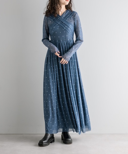 mystic（ミスティック）の「シアー花柄ワンピース【結婚式/オケージョンスタイル】（ワンピース・レディース・ブルー/ブラック/ライトグレー・FREE）」の12枚目の写真