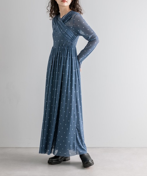 mystic（ミスティック）の「シアー花柄ワンピース【結婚式/オケージョンスタイル】（ワンピース・レディース・ブルー/ブラック/ライトグレー・FREE）」の14枚目の写真