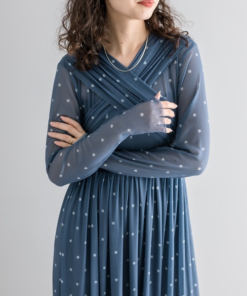 mystic（ミスティック）の「シアー花柄ワンピース【結婚式/オケージョンスタイル】（ワンピース・レディース・ブルー/ブラック/ライトグレー・FREE）」の18枚目の写真