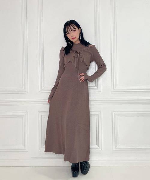 ANDGEEBEE（アンジービー）の「ニットカーデワンピセット（ワンピース・レディース・ブラック/ブラウン・MEDIUM）」の17枚目の写真