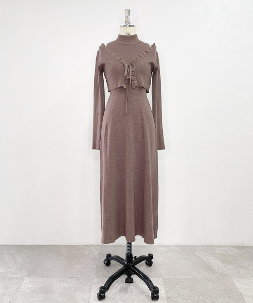 ANDGEEBEE（アンジービー）の「ニットカーデワンピセット（ワンピース・レディース・ブラック/ブラウン・MEDIUM）」の13枚目の写真